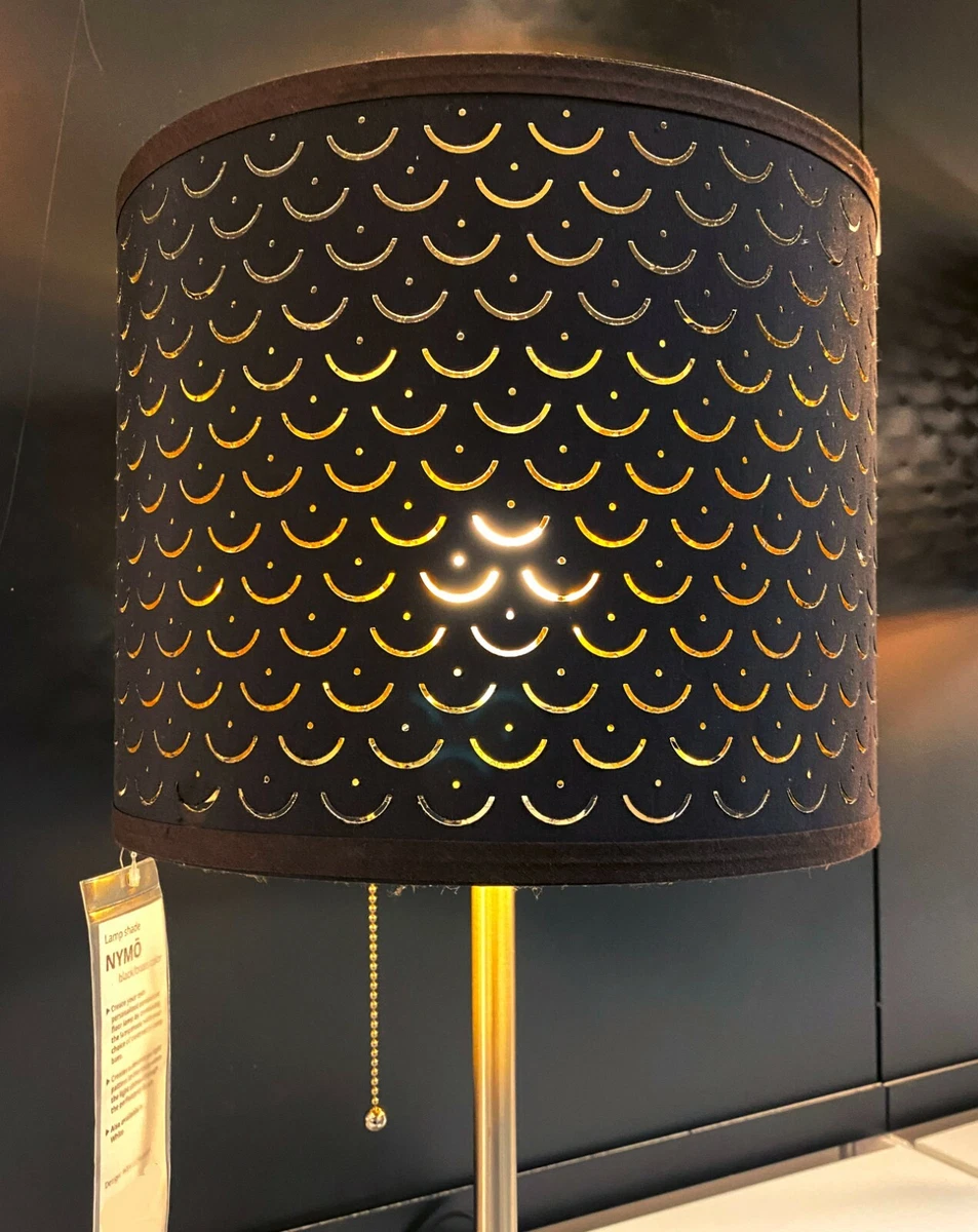 Ikea NYMÖ NYMO Table, Small Lamp Shade Perforated Black / Brass 9 NEW