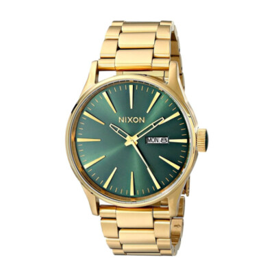 New Nixon Sentry SS A356-1919 Gold Green Stainless Steel Unisex