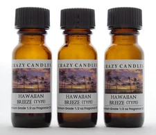 3 Hawaiian Breeze (TYPE) 1/2oz Premium Grade Scented Fragrance Oil Crazy Candles
