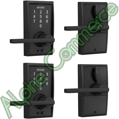 *2-Packs* SCHLAGE Touch Century Latitude Lever Matte Black FE695VCEN622LAT - Image 1 of 4