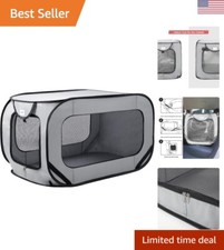 Portable Large Dog Bed - Pop Up Kennel for Pets, Indoor/Outdoor Crate - Grey