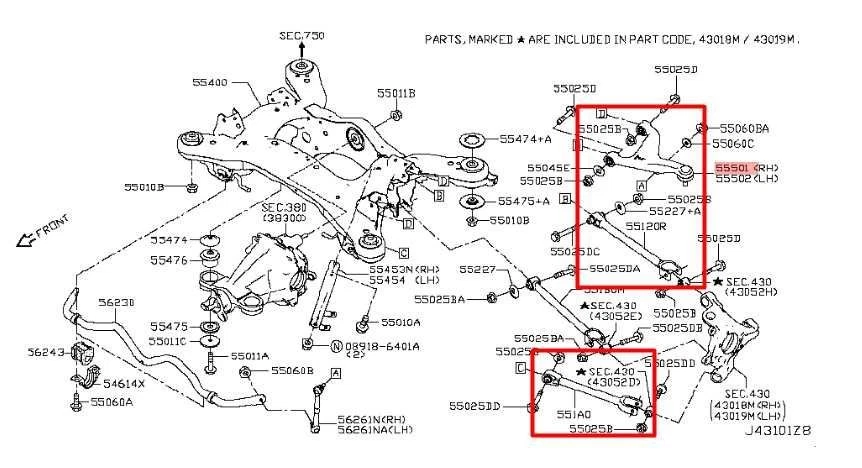 Juego de 3 brazos de control de suspensión trasera derecha 14-23 Infiniti Q50 Luxe tracción trasera 55501-1MA0C Foto 2 de 4