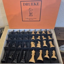 Drueke Luxury Box Wood Ebony Staunton Chess Set 4" King Players Choice? Weighted