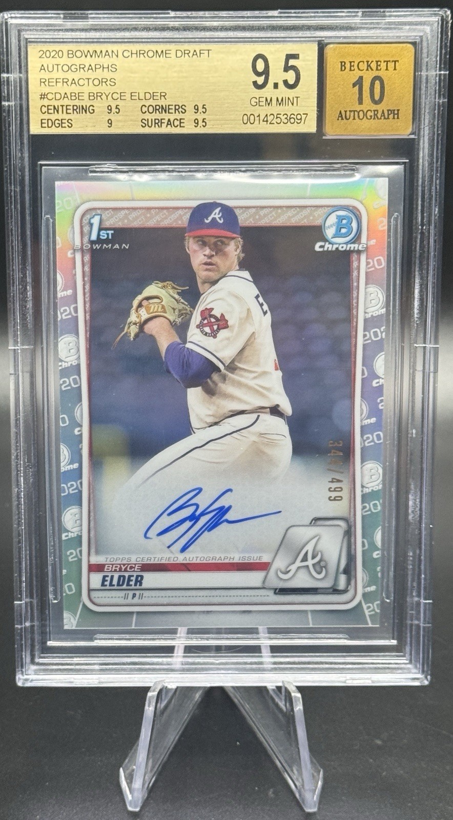 2020 1st Bowman Chrome BRYCE ELDER Refractor Autograph /499 **BGS 9.5 AUTO 10**!