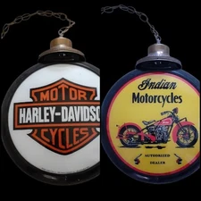 Harley-Davidson /Indian Motorcycle Chain Hanging Gas Pump Globe Light  2 In One