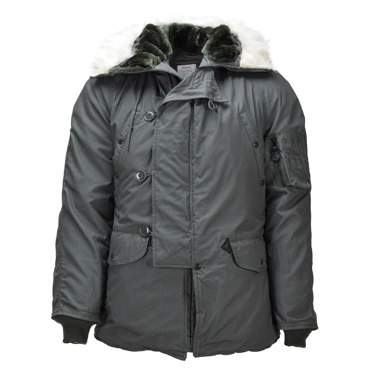 Parka Militaire Verte Adulte Taille L, Doublée, Capuche, Pour Grand Froid