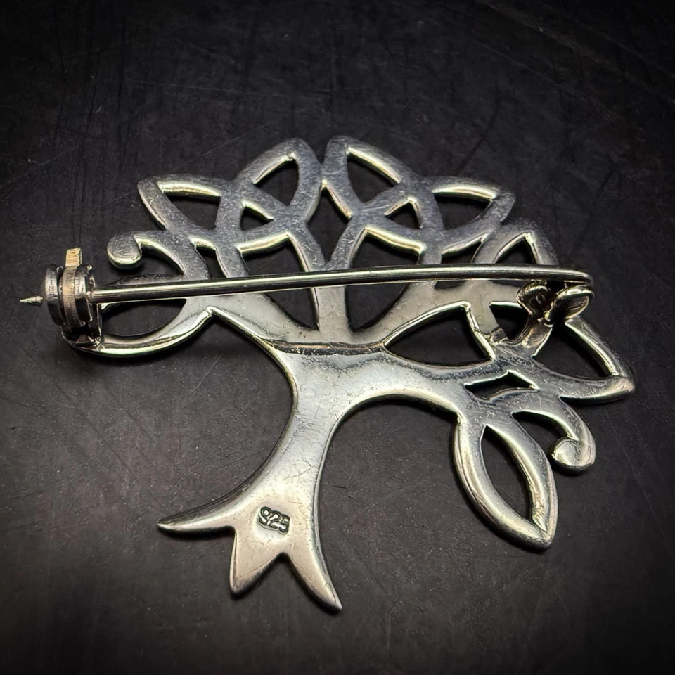 925 Sterling Silver Celtic Tree of Life Brooch, Knotwork Design, 5.13g - Image 2 of 4