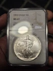 🌟 1993 American Silver Eagle 1 oz .999 Fine Silver Dollar Coin NGC MS69