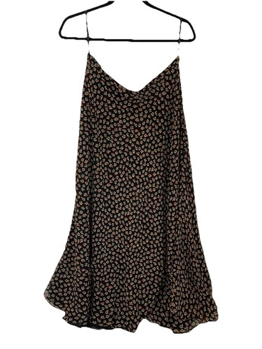 Charter Club Seide Midi Rock Damen 16W Floral schwarz bunt Blumen