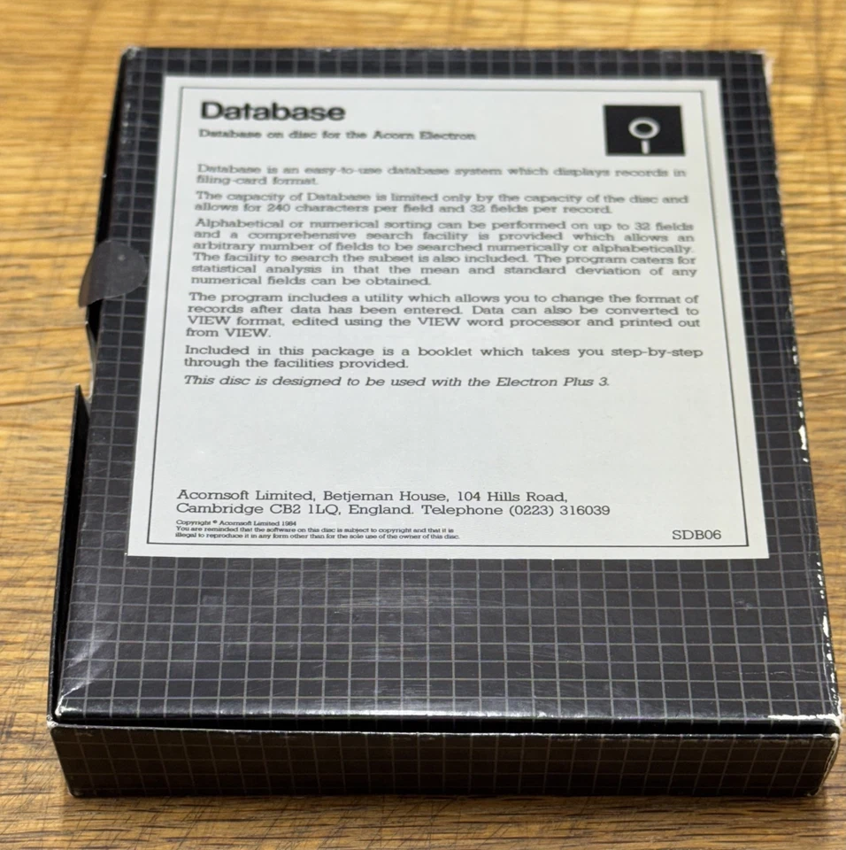 Acorn Electron - Acornsoft - Database Software - 3.5" Floppy Disk boxed w/Manual - Image 2 of 4