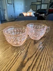 Jeanette Glass Holiday Pink Buttons and Bows Tea Coffee Cups Set Of 2