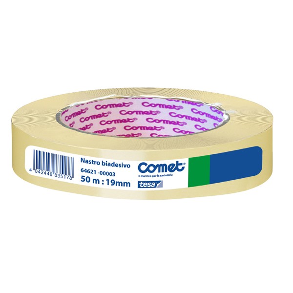 Nastro Biadesivo Universale Comet - 19 mm x 50 m - 64621-00003 (Trasparente)