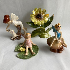 Hagen Renaker Speciality Pixie Fairy Toadstool Lily Pad Sunflower Bundle x 4