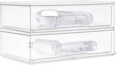 Klar Stapelbar Kunststoff Make-up Aufbewahrung Schubladen 2er Pack Kosmetik Organizer