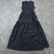 Banana Republic Dress Womens XS Blue Wrap Maxi V-Neck Tie Belted 100% Cotton