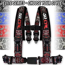 50 Caliber Racing Elite Series 2" 3" 4-Point Harness Sugar Skull Bandana Paisley