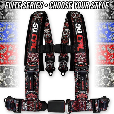 #ad 50 Caliber Racing Elite Series 2quot; 3quot; 4 Point Harness Sugar Skull Bandana Paisley $124.99
