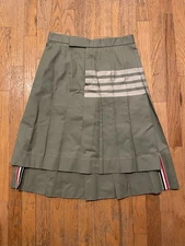 New Thom Browne 4-Bar Cotton Skirt Size 0