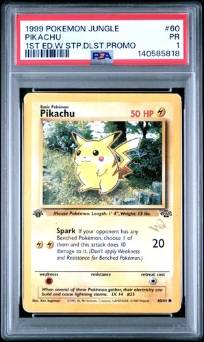 1999 POKEMON JUNGLE 1ST ED W STAMP DUELIST PROMO #60 PIKACHU PSA 1