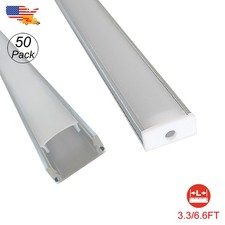 Led Aluminum Profile Channel 3.3FT With Milky Cover For Led Strip Light 50 Pack