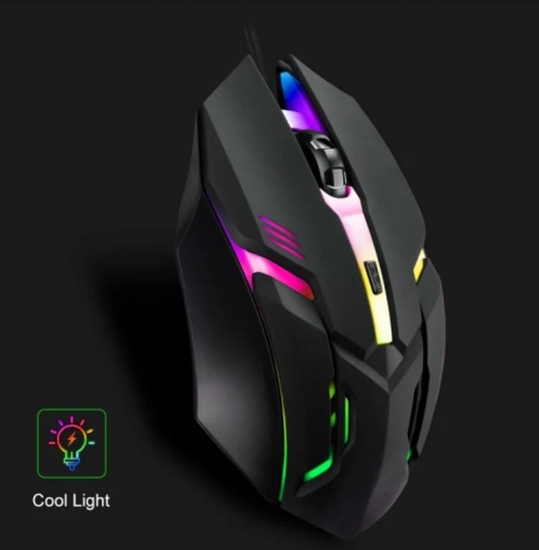 WIRED USB OPTICAL MOUSE FOR PC LAPTOP COMPUTER SCROLL WHEEL LED LIGHT BLACK MICE