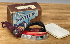 Vintage Clem Reiseeisen verpackt Bakelit Stecker 1940er Requisite Reiseeisen Untersetzer