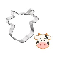 Cow Head Face Cookie Cutter 4.25'' Metal Birthday Animal Treats Made in the USA