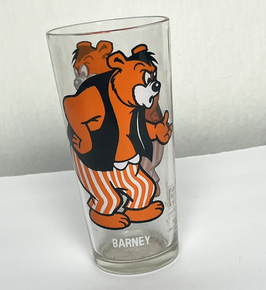 Vidrio de dibujos animados vintage años 70 personaje de oso Barney serie de coleccionista Pepsi hecho en EE. UU. Foto 3 de 4