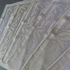 Set of 6 Vintage PLACEMATS Satin Damask FEATHERS Hand Hemstitched Creamy Beige — photo 7