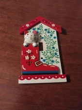 Vtg Handpainted Cat In Boot Nursery Rhyme Wood Light Switch 7 In. Baby 