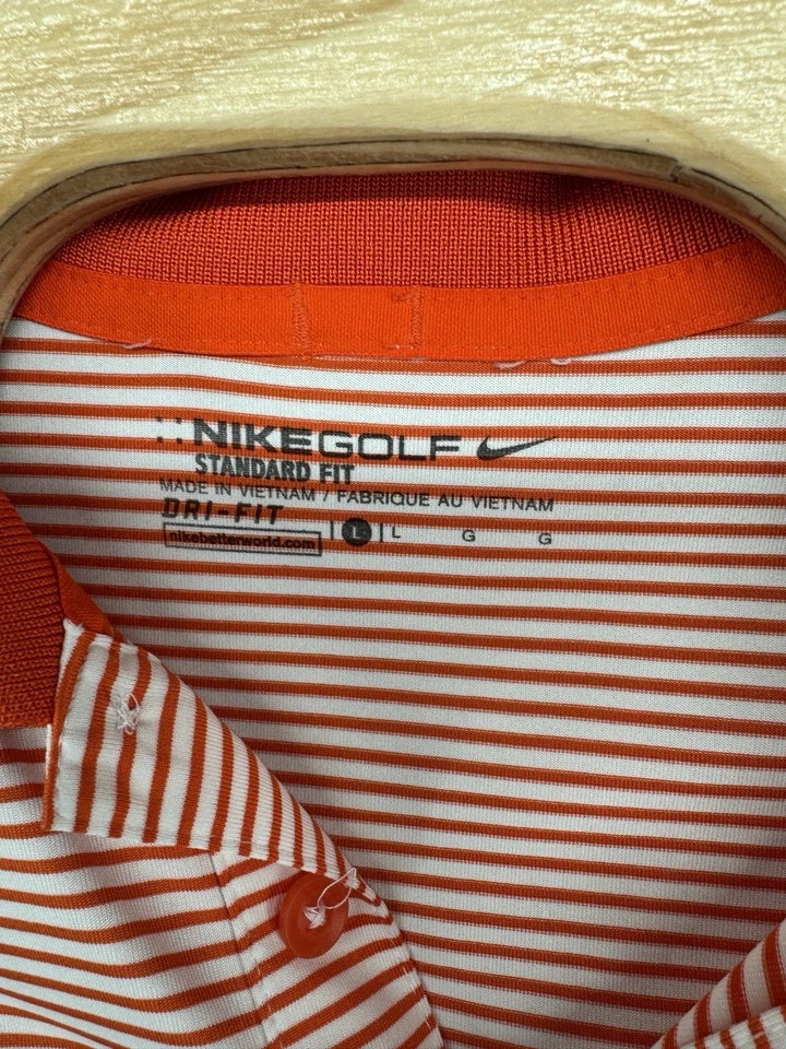 Nike Golf Clemson Tigers 2016 National Champions Polo Shirt Striped Men's L - Image 4 of 4