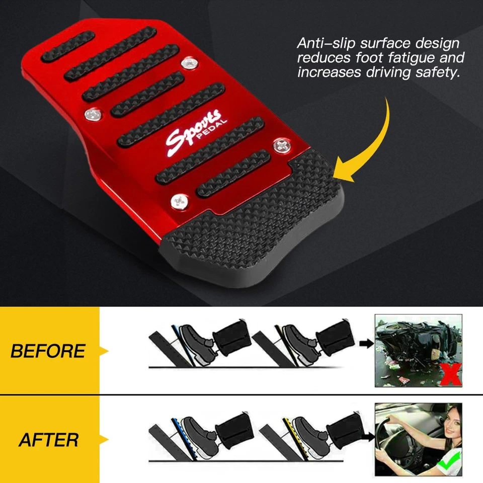Universal Rojo Antideslizante Automático Freno de Gas Pedal Pastilla Cubierta Accesorios EOA Foto 4 de 4