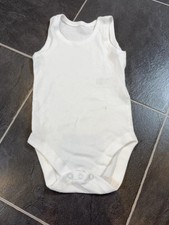 M&S Baby Bodysuit 6-9 Months White Cotton Snap Bottom