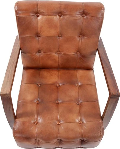 Davenport Tufted Leather Chair-Classic Style - Picture 2 of 6