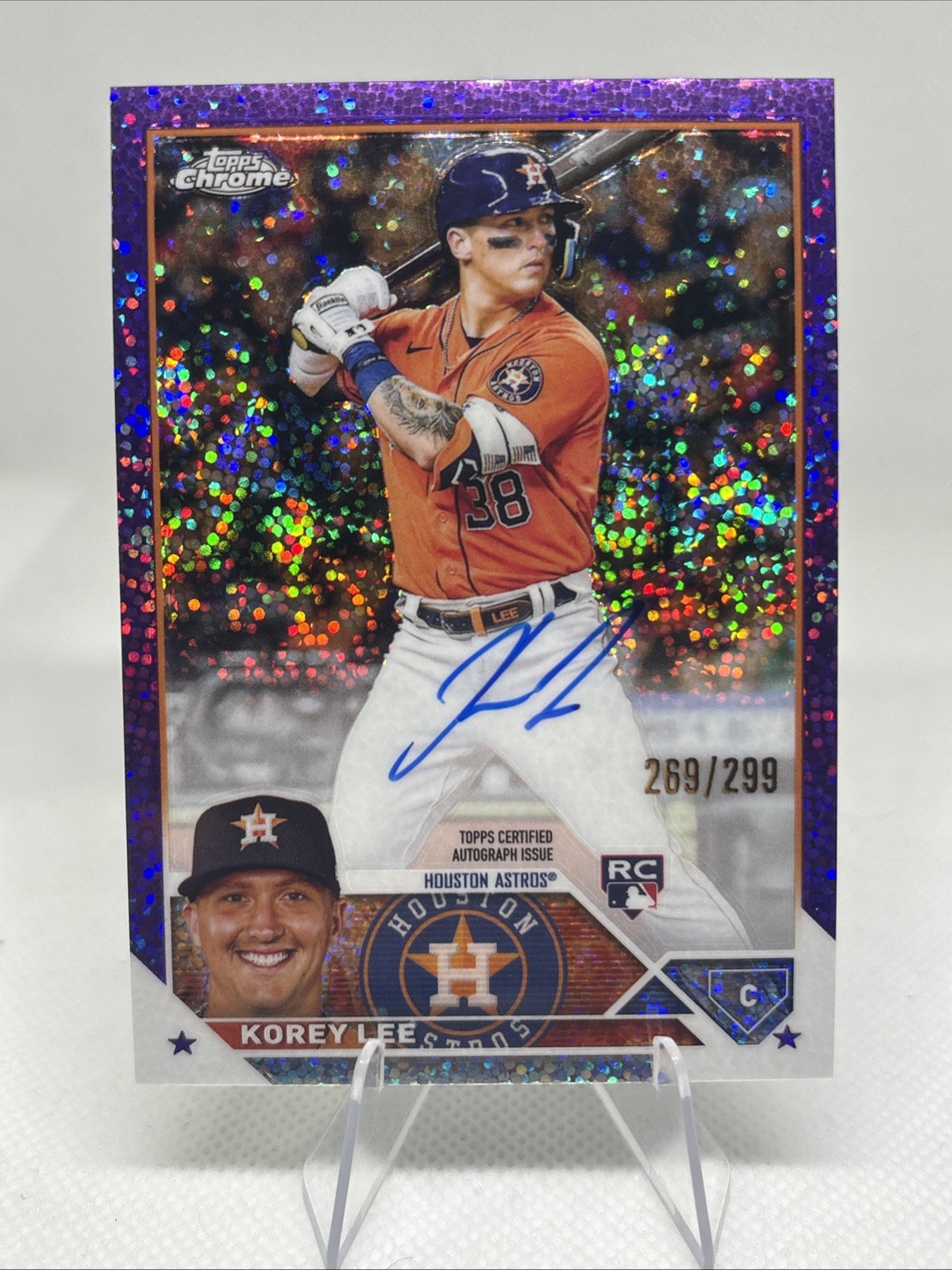 Topps 2023 Chrome Purple Speckle Refractor Korey Lee RC Auto #RA-KL /299 Astros