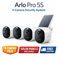 Arlo Pro 5S 4-Camera Wireless Security System w/ Solar Panel   White
