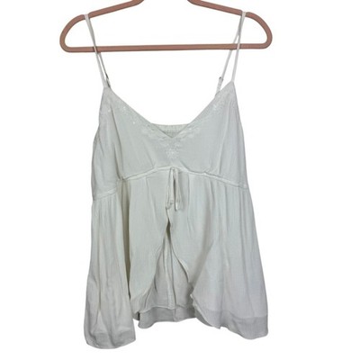 NWT Hollister Crinkle Shine Flyaway Babydoll White tank top sz XL