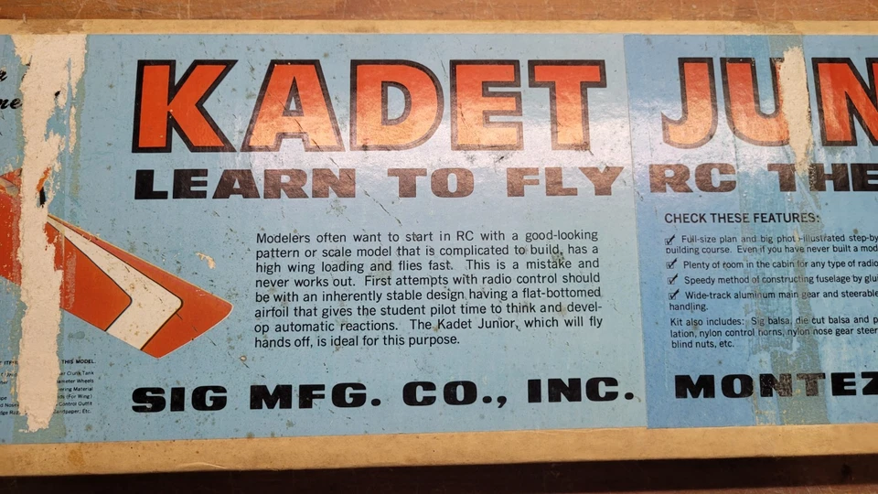 Vintage RC Kit - Sig Kadet Junior - Rc Airplane Kit Nib Nice - Image 2 of 4