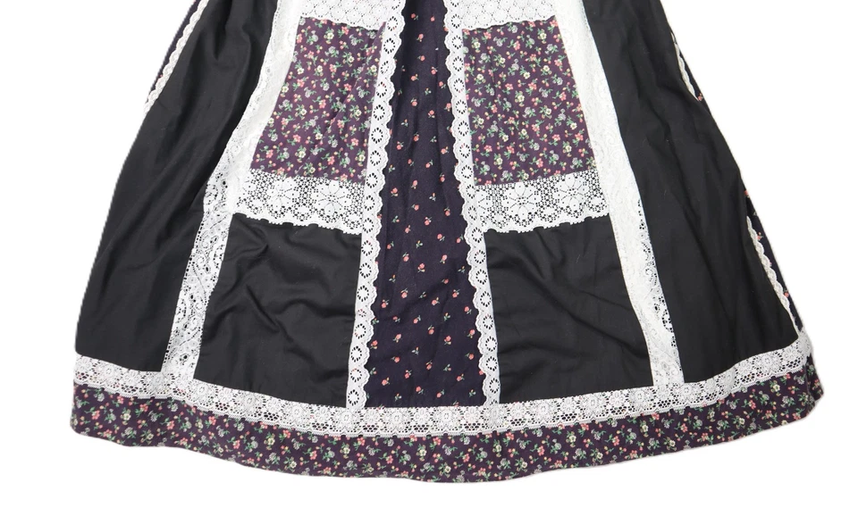 VTG 70s Carefree Fashions S M Cottage Core Prairie Lace Floral Long Maxi Skirt - Image 2 of 4