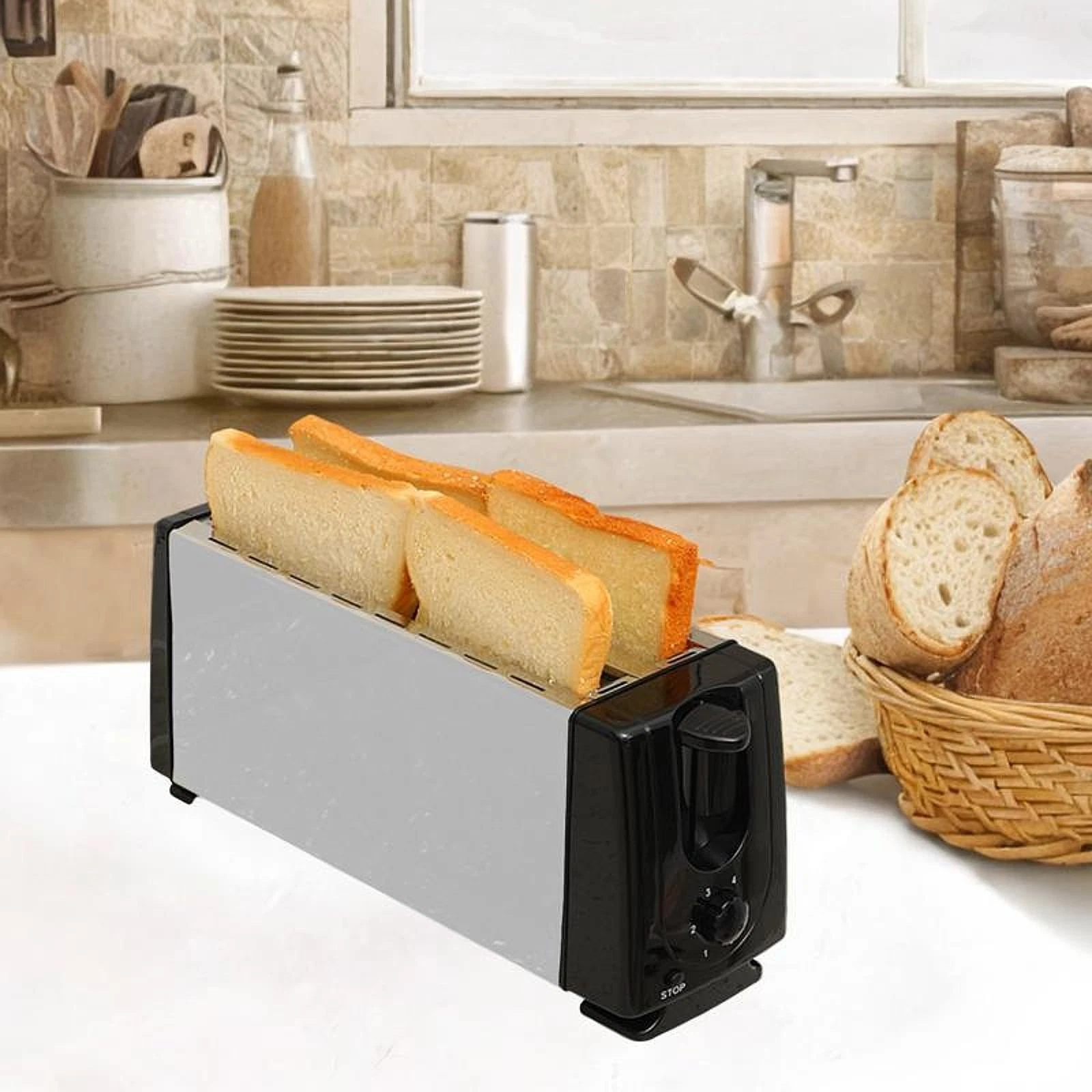 Counter Toaster Breakfast Maker US Plug 4 Slices Easy to Saving Sandwich Maker