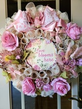Everyday Wreath Deco Mesh Rose Colored Floral...