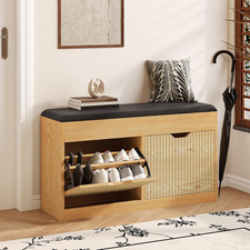 Stylish 2-Tier Shoe Storage Bench with Cushion for Entryway and Hallway