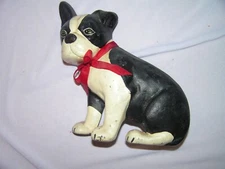 Vintage Cast Iron Boston Terrier Doorstop Dog Figure