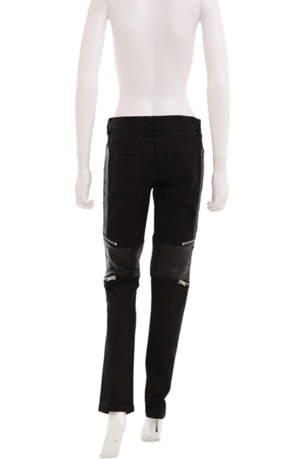 Saint Laurent by Hedi Slimane S S 2015 Black D04 Lambskin Trimmed Biker Jeans