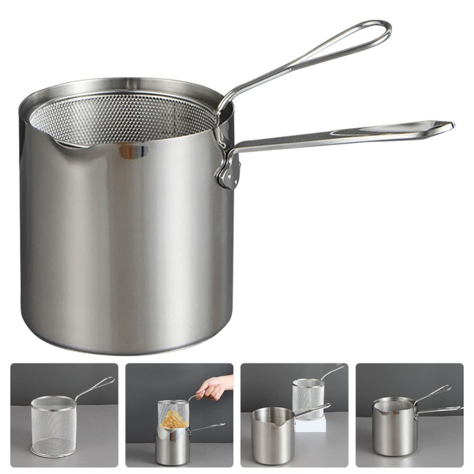 Fish Fry Pot with Basket Tempura Mini Stainless Deep Japanese Fryer eBay