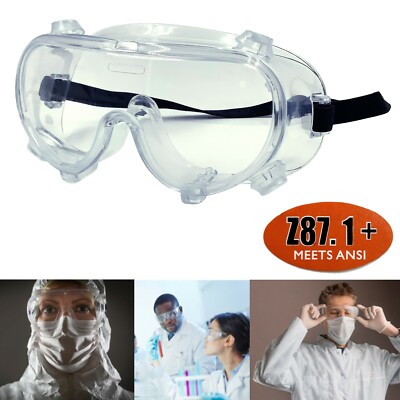 Safety Goggles ANZI Glasses Lab Work Eye Protective Eyewear Clear Lens US STOCK