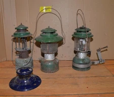 3 Coleman lanterns vintage camping tool collectible gas light lot parts / repair