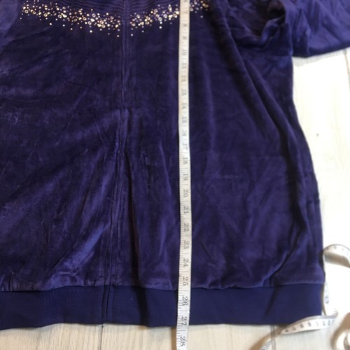 NWT Alfred Dunner Purple Velour Zip Jacket Size XL Embellished - Picture 6 of 8