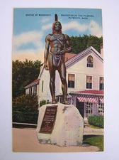 Statue of Massasoit Protector of Pilgrams Plymouth Massachusetts Unused Postcard