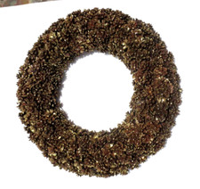 POTTERY BARN - New Faux Gold Sparkle PINECONE WREATH - 18" Diameter - 3 1/2 Lbs.